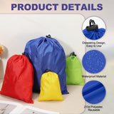 uxcell 5Pcs 210D Polyester Drawstring Bag with Toggle, 6 x 8 Inch Waterproof Travel Storage Bag Foldable Stuff Sack Cinch Sack for Gym Travel Hiking Yoga Clothes Organizer, Dark Blue