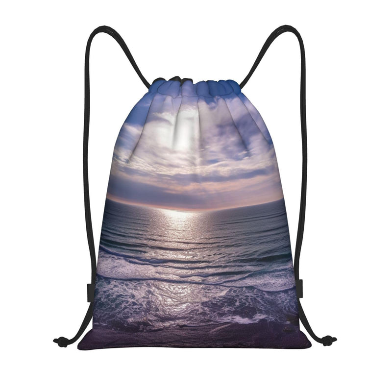UYBjgsKJIF Drawstring Backpack Water Resistant String Bag Atlantic Ocean Sports Sackpack Gym Sack for Men Women