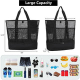 UYLIA Beach Bag with Cooler,Mesh Beach Bags for Women Sandproof for Pool and Swimming Travel Daily with Durable 8 Pocket