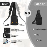 VADOO Sling Bag, Crossbody Bag with Zipper Lock, RFID Blocking & Water Resistant for Men and Women