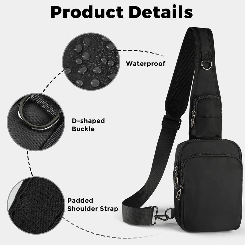 VADOO Sling Bag, Crossbody Bag with Zipper Lock, RFID Blocking & Water Resistant for Men and Women