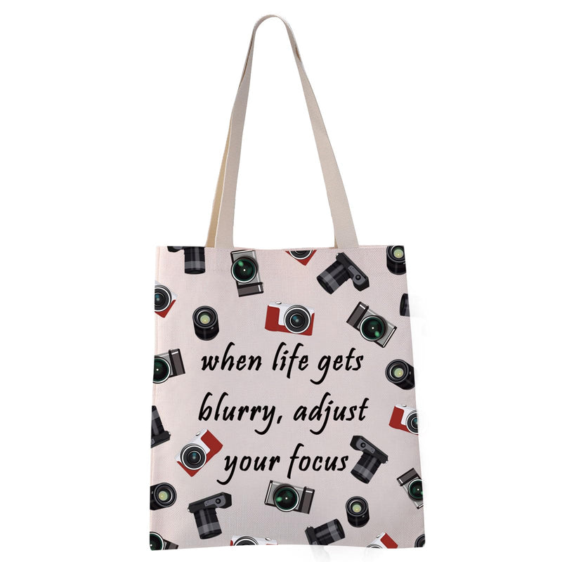 VAMSII When Life Gets Blurry Adjust Your Focus Photography Tote Bag Photographer Gifts Camera Themed Bag Camera Lover Gifts (your focus tote)