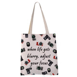 VAMSII When Life Gets Blurry Adjust Your Focus Photography Tote Bag Photographer Gifts Camera Themed Bag Camera Lover Gifts (your focus tote)