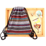 Van Caro Bohemian Drawstring Backpack Light Cinch Bag Gym Sack String Bag (Color 2)