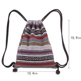 Van Caro Bohemian Drawstring Backpack Light Cinch Bag Gym Sack String Bag (Color 2)