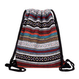 Van Caro Bohemian Drawstring Backpack Light Cinch Bag Gym Sack String Bag (Color 2)