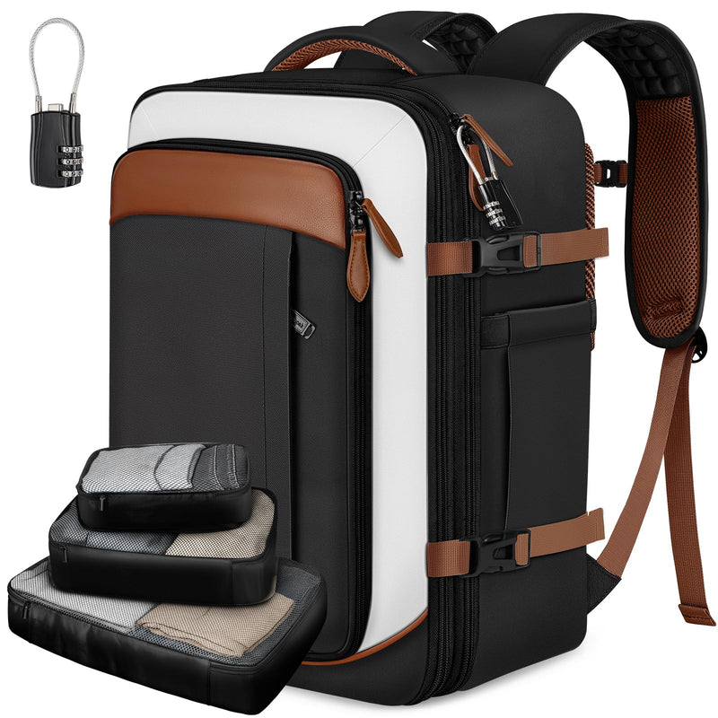 Vancropak 40L Carry On Travel Backpack for Men & Women, Expandable Flight Approved Weekender Backpack with 3 Packing Cubes, Water - Resistant Anti - Theft Laptop Backpack, Lightweight Business Travel Bag