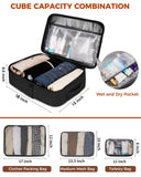 Vancropak 40L Travel Backpack Flight Approved Carry On for Men Women, Expandable Weekender Bag with 3 Packing Cubes, Water Resistant Anti - Theft Daypack fits 17.3" Laptop, Large Lightweight Luggage