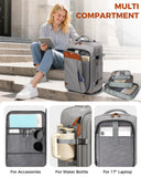 Vancropak Expandable Travel Rolling Backpack with Wheels, Airline Approved Wheeled Backpack with 3 Packing Cubes, 17 Inch Roller Carry on Luggage Suitcase Laptop Bag for Men Women, Grey