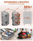 Vancropak Expandable Travel Rolling Backpack with Wheels, Airline Approved Wheeled Backpack with 3 Packing Cubes, 17 Inch Roller Carry on Luggage Suitcase Laptop Bag for Men Women, Grey