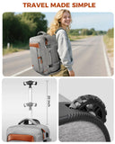 Vancropak Expandable Travel Rolling Backpack with Wheels, Airline Approved Wheeled Backpack with 3 Packing Cubes, 17 Inch Roller Carry on Luggage Suitcase Laptop Bag for Men Women, Grey