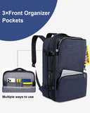 Vancropak Personal Item Backpack for Airlines, Expandable Travel Backpack with 3 Packing Cubes, TSA Flight Approved Carry on Travel Bag, Large Water Resistant Luggage Suitcase bag for Men Women, Blue