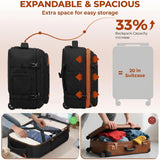 Vancropak Travel Backpack with Wheels, 17 inch Carry On Flight Approved Wheeled Laptop Backpack with 3 Packing Cubes, Expandable Water Resistant Lightweight Roller Backpack for Business, Black Brown