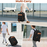 Vancropak Travel Backpack with Wheels, 17 inch Carry On Flight Approved Wheeled Laptop Backpack with 3 Packing Cubes, Expandable Water Resistant Lightweight Roller Backpack for Business, Black Brown