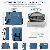 Vangoddy Slate 17-17.3 inch 3-in-1 Universal Convertible Laptop Bag, Backpack Messenger Shoulder Briefcase for Work Travel Office and Daily Commute, Blue