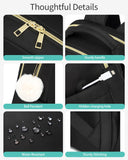 VANKANY Laptop Backpack Women, Aesthetic Highschool Backpack for Girls Cute Black Backpack for College Students Nursing Commuter Work Travel