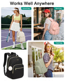 VANKANY Laptop Backpack Women School Backpack for High School Teen Girls, Water Resistant College Bookbag with Charging Hole for Travel Work, Black