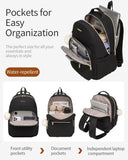 VANKANY Laptop Backpack Women School Backpack for High School Teen Girls, Water Resistant College Bookbag with Charging Hole for Travel Work, Black