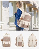 VANKANY School Backpack for Teen Girls, Aesthetic Schoolbag for Middle School High School, Cute Laptop Bookbag for College Women Students Mochilas Niñas, Khaki Beige