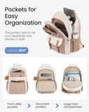 VANKANY School Backpack for Teen Girls, Aesthetic Schoolbag for Middle School High School, Cute Laptop Bookbag for College Women Students Mochilas Niñas, Khaki Beige