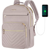 VANKEAN 17.3 Inch Laptop Backpack for Women Work Laptop Bag Fashion with USB Port, Waterproof Backpacks Stylish Travel Bags Casual Daypacks for College, Business, Light Dusty Pink