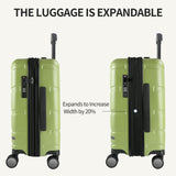 VANKEAN Carry On Luggage with Spinner Wheels & TSA Lock, Expandable Fashionable Hard Shell Suitcase airline approved，20 Inch Carry - On，Green
