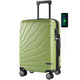 VANKEAN Carry On Luggage with Spinner Wheels & TSA Lock, Expandable Fashionable Hard Shell Suitcase airline approved，20 Inch Carry - On，Green