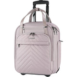 VANKEAN Carry On Underseat 16 - inch Multi - functional Underseater Lightweight Overnight Suitcase with Wheels, Roller Case for Women Travel Business, Light Dusty Pink