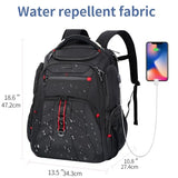 VANKEAN Travel Laptop Backpack 17.3 Inch TSA Friendly, Water-Repellent Anti Theft XL Computer Backpack with RFID Pockets College Backpacks with USB Port for Men Women Business Work Bag, Black