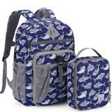 VASCHY Kids Backpack Lunch Bag Set, Boys Large School Bookbag Insulated Lunch Box for Toddlers Preschool,Daycare,Kindergarten,Elementary School Shark