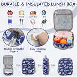 VASCHY Kids Backpack Lunch Bag Set, Boys Large School Bookbag Insulated Lunch Box for Toddlers Preschool,Daycare,Kindergarten,Elementary School Shark