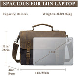 VASCHY Messenger bag for men, Vintage Leather Canvas Satchel 14in Laptop Crossbody Shoulder Bag