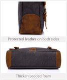 VASCHY Messenger bag for men, Vintage Leather Canvas Satchel 14in Laptop Crossbody Shoulder Bag