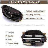 VASCHY Messenger bag for men, Vintage Leather Canvas Satchel 14in Laptop Crossbody Shoulder Bag