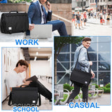 VASCHY Messenger Bag for Men,Water Resistant Casual Satchel Briefcase Fashion Work Bag Crossbody Shoulder Handbag for Women College Campus Black