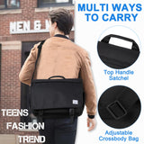 VASCHY Messenger Bag for Men,Water Resistant Casual Satchel Briefcase Fashion Work Bag Crossbody Shoulder Handbag for Women College Campus Black