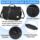 VASCHY Messenger Bag for Men,Water Resistant Casual Satchel Briefcase Fashion Work Bag Crossbody Shoulder Handbag for Women College Campus Black
