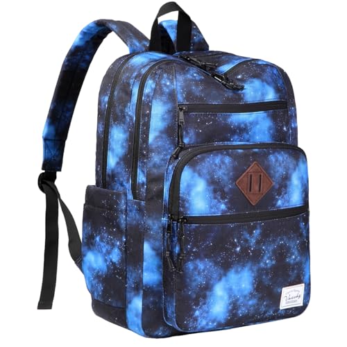 VASCHY Travel Backpack for Teen Boys, Bookbag Schoolbag Casual Daypack for High School/College/Women/Travel/Work Blue Galaxy