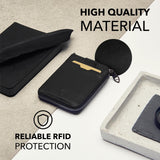 Vaultskin Slim Minimalsit RFID Blocking Wallet for Men - Leather Zipper Wallets for Men and Women with Coin Pocket, Card Holder & Front Pocket, Ideal Gift (Black, Notting Hill)