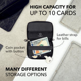 Vaultskin Slim Minimalsit RFID Blocking Wallet for Men - Leather Zipper Wallets for Men and Women with Coin Pocket, Card Holder & Front Pocket, Ideal Gift (Black, Notting Hill)