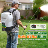 VAXMAY Backpack Sprayer 4.2 Gallon Battery Powered, 100 PSI Electric Garden Sprayer Works with Makita 18V Battery, Weed Lawn Yard Sprayer with 42" Telescopic Wand, 5 Nozzles, 2.5Ah Battery & Charger