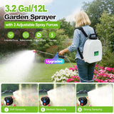 VAXMAY Battery Powered Sprayer 3.2 Gallon, Backpack Sprayer with 3 Adjustable Forces, Battery Indicator, 5 Mist Nozzles, 41" Retractable Wand, USB Rechargeable Garden Sprayer for Weed Lawn Yard
