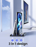 Vaydeer Vertical Laptop Stand Holder Organizer Plastic Adjustable Desktop Notebook Dock Space - Saving 3 in 1 for All MacBook Pro Air,Mac,HP,Dell,Microsoft Surface,Lenovo,up to 17.3 inches (Black)
