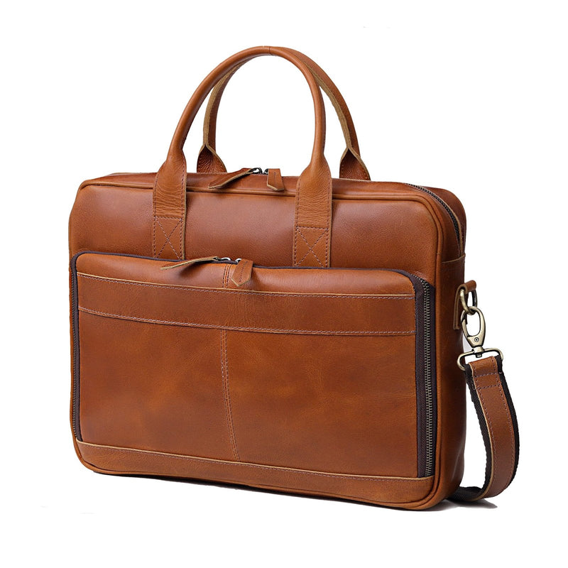 VC VINTAGE COUTURE Leather briefcase bag for men Leather Laptop Bags For Men and Women Travel Messenger Bag 16 Inch (Tan Brown, 16 Inch Briefcase)