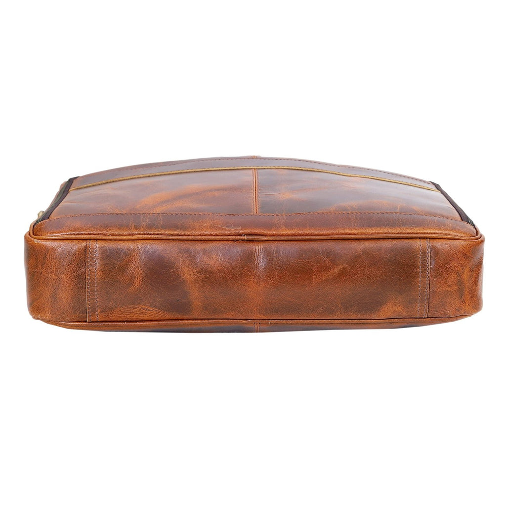 VC VINTAGE COUTURE Leather briefcase bag for men Leather Laptop Bags For Men and Women Travel Messenger Bag 16 Inch (Tan Brown, 16 Inch Briefcase)