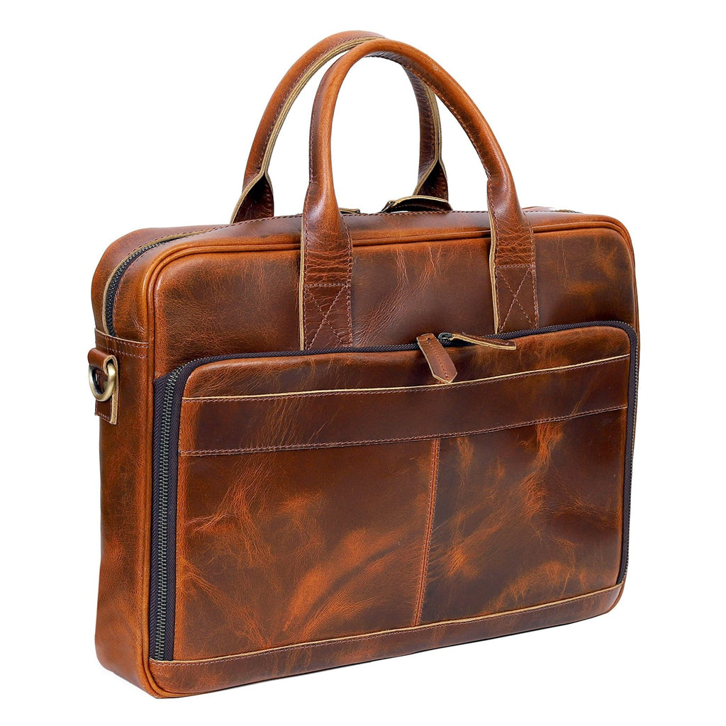 VC VINTAGE COUTURE Leather briefcase bag for men Leather Laptop Bags For Men and Women Travel Messenger Bag 16 Inch (Tan Brown, 16 Inch Briefcase)
