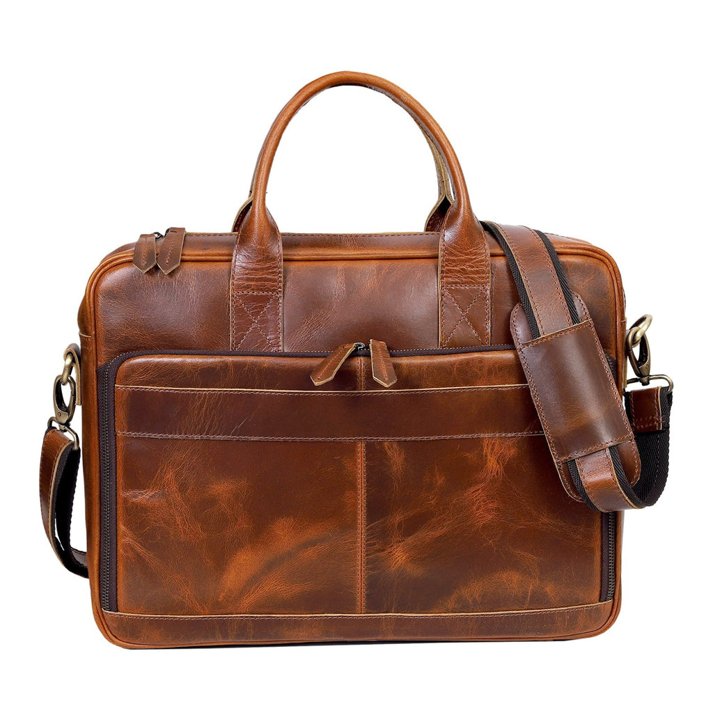 VC VINTAGE COUTURE Leather briefcase bag for men Leather Laptop Bags For Men and Women Travel Messenger Bag 16 Inch (Tan Brown, 16 Inch Briefcase)