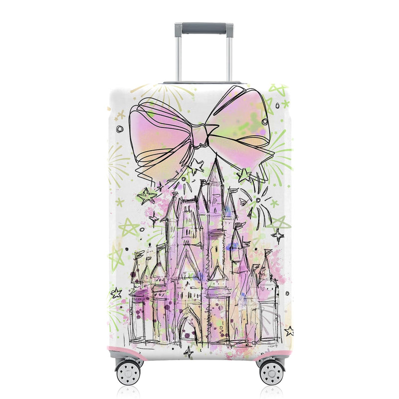 Vehcimbev Cartoon Castle Luggage Cover Washable Elastic Fireworks Bowknot Travel Suitcase Cover Anti - scratch Suitcase cover Fits 29 - 32 Inch Luggage Cover