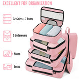 Veken 8 Set Packing Cubes for Travel Essentials, Pink Suitcase Organizer Bags in 4 Sizes, Carry - On Luggage Accessories with Large Laundry & Hanging Toiletry Bag, Must - Have for Airplane, Road Trip