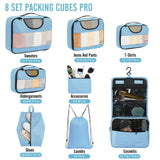 Veken 8 Set Packing Cubes for Travel Essentials, Suitcase Organizer Bags in 4 Sizes, Carry - On Luggage Accessories with Large Laundry & Hanging Toiletry Bag, Must - Have for Airplane, Road Trip & Camping